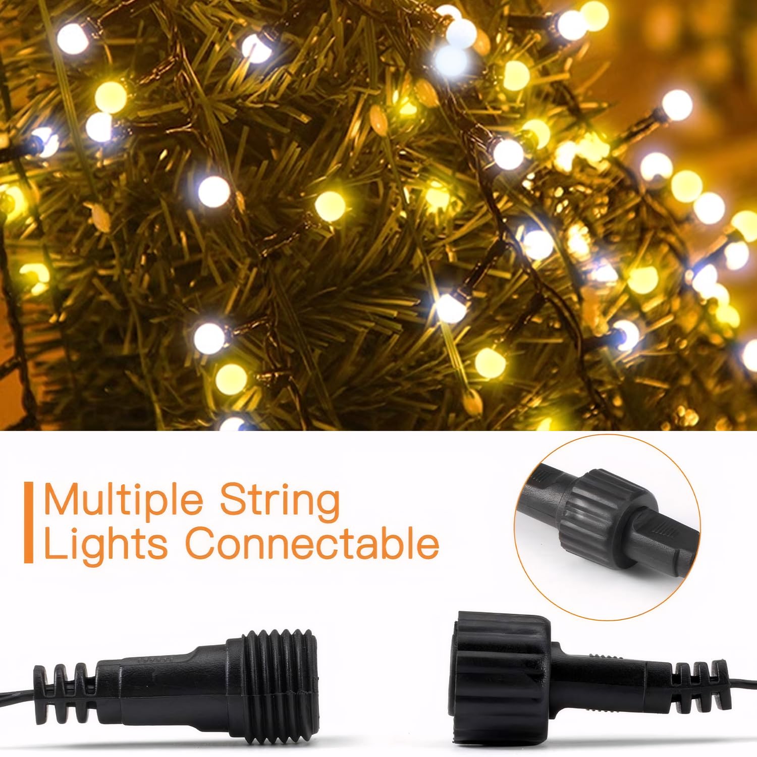 Quntis 400 LED 13FT Cluster Christmas Lights – 8 Modes, Waterproof, Connectable for Indoor & Outdoor Decor