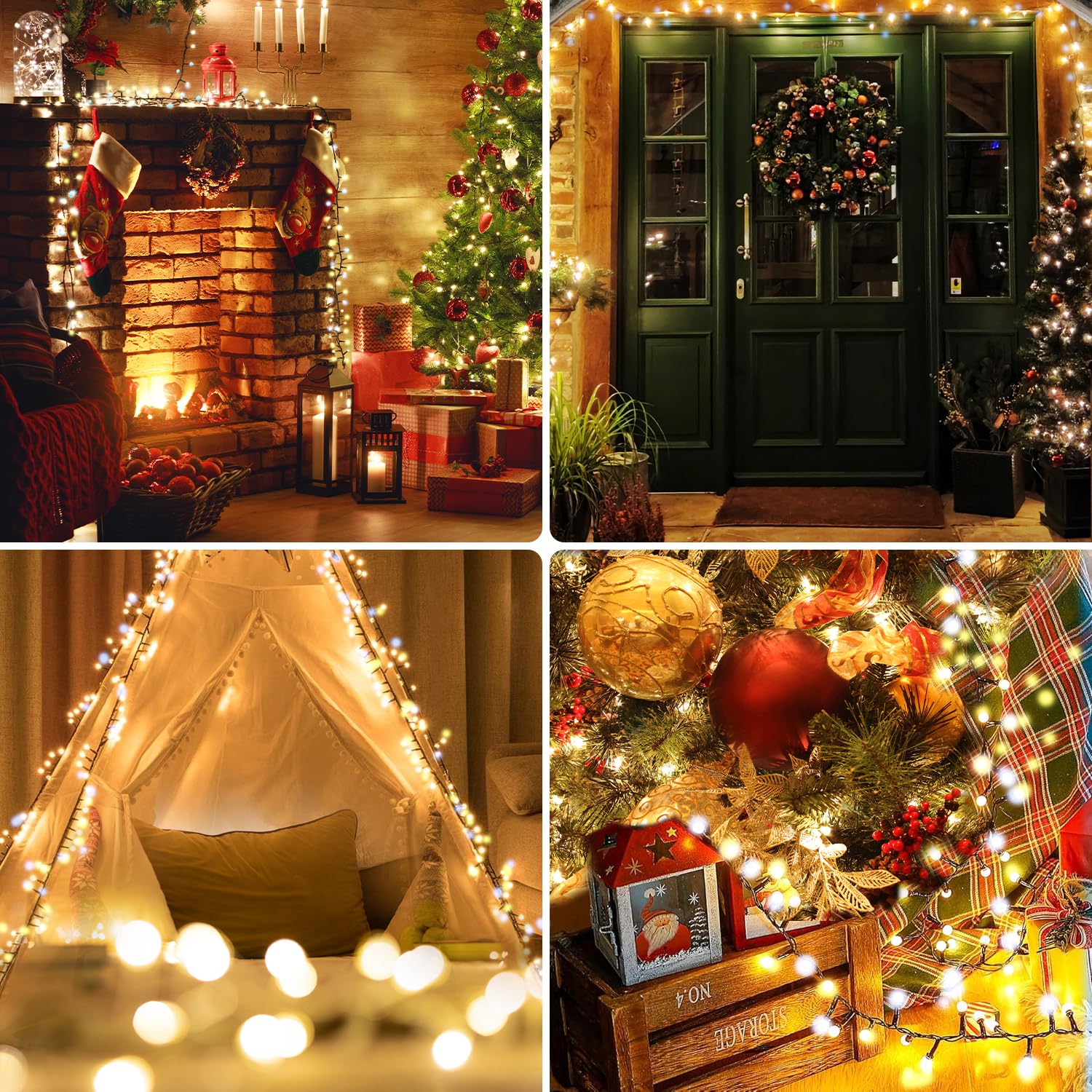 Quntis 400 LED 13FT Cluster Christmas Lights – 8 Modes, Waterproof, Connectable for Indoor & Outdoor Decor