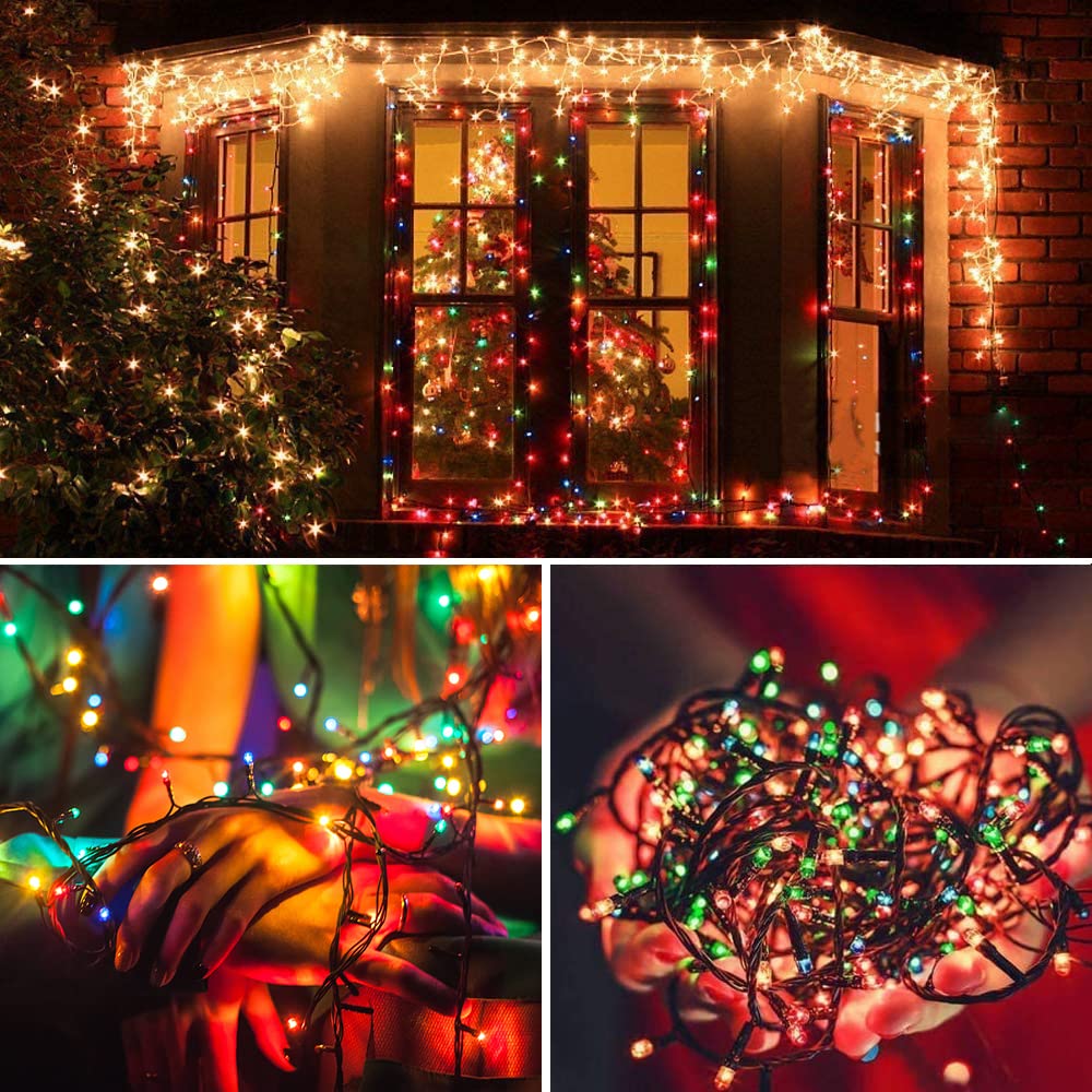 Quntis 132FT Waterproof Fairy Lights, 300 LEDs – 8 Modes, 4 Color Options for Holiday & Christmas Decor
