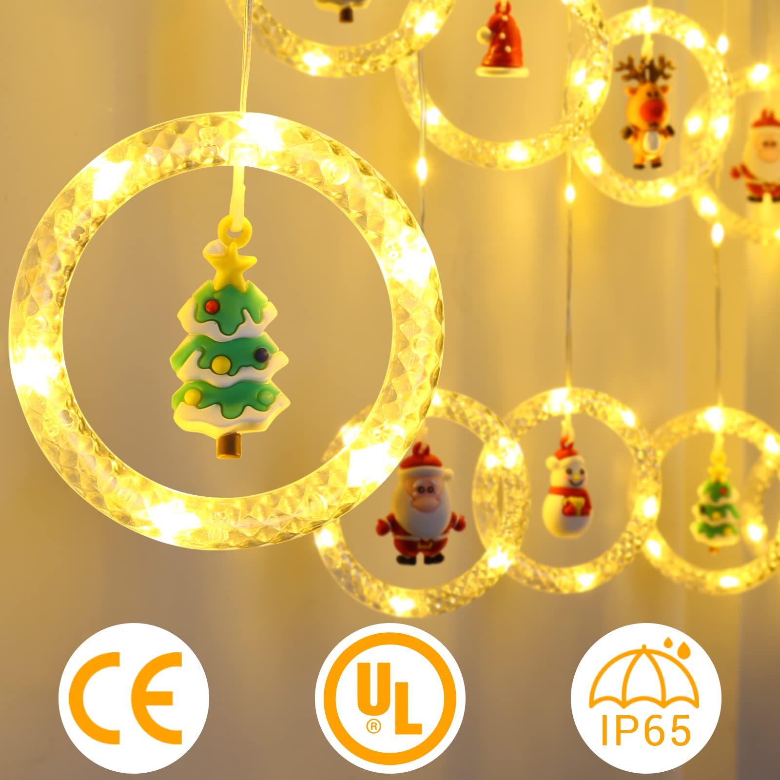 Quntis Christmas LED Curtain Lights, 100 LEDs, 9.8FT x 2.3FT, Christmas Window Lights, 8 Modes, Holiday Decor, Xmas Decorations, Indoor and Outdoor Christmas Lighting