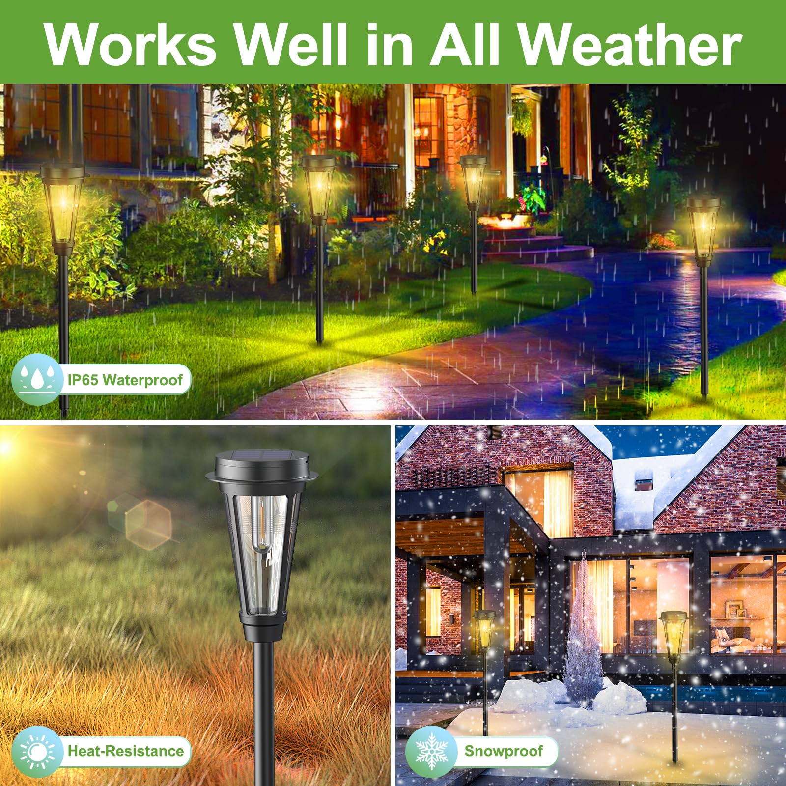 Quntis 6 Pack Solar Pathway Lights Outdoor, Waterproof Solar Lights Outdoor, Auto On/Off Solar Garden Lights Landscape Lighting, Warm White Solar Path Lights for Yard Driveway Walkway Patio Lawn