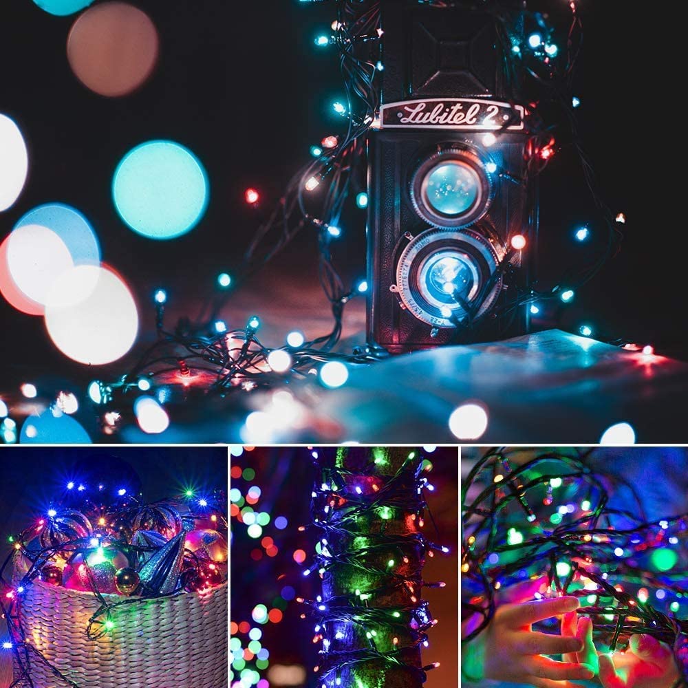 Quntis 132FT Waterproof Fairy Lights, 300 LEDs – 8 Modes, 4 Color Options for Holiday & Christmas Decor