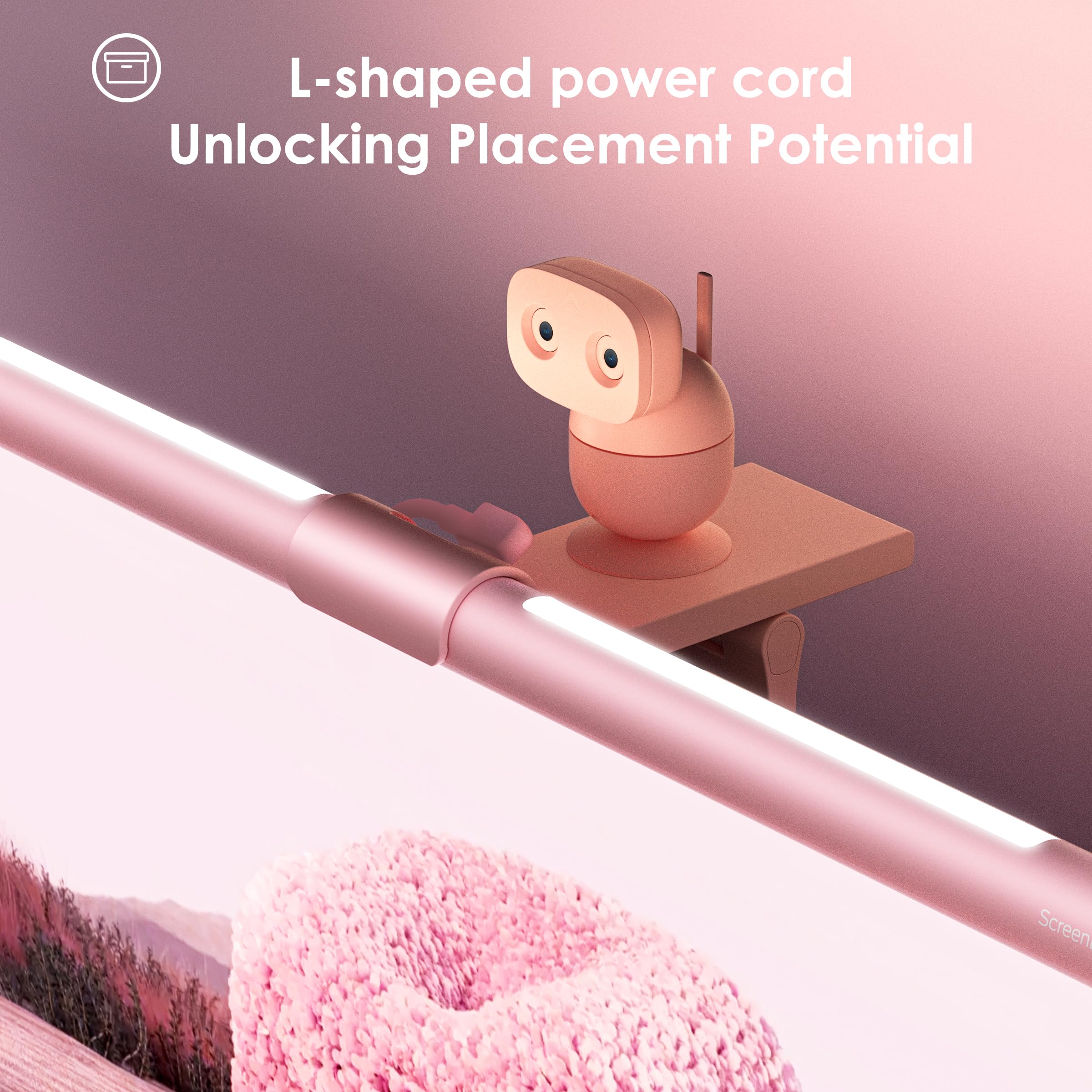 Quntis Pink Monitor Lichtleiste mit Fernbedienung, augenfreundlich ohne Blendung, platzsparende Schreibtischlampe als Geschenk für Mädchen, stufenlos dimmbar, moderne ästhetische Schreibtischlichtleiste für Home Office Gaming Lesen (15,7 Zoll)