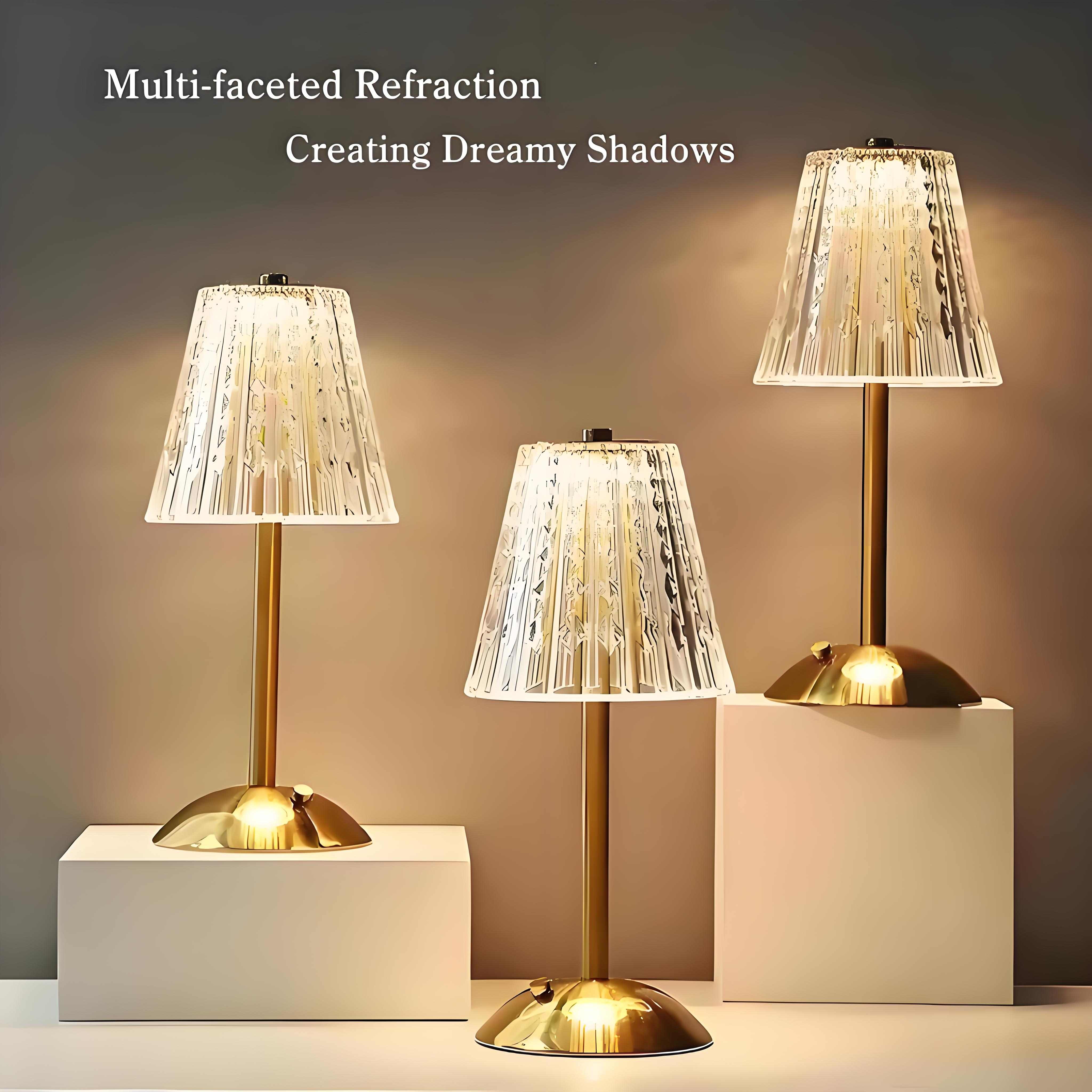 Minimalist Metal Luxury Touch Table Lamp, Creative Diamond Bedroom Nightstand Light, Elegant Touch Control Ambience Lamp, LED Bedside Lamp
