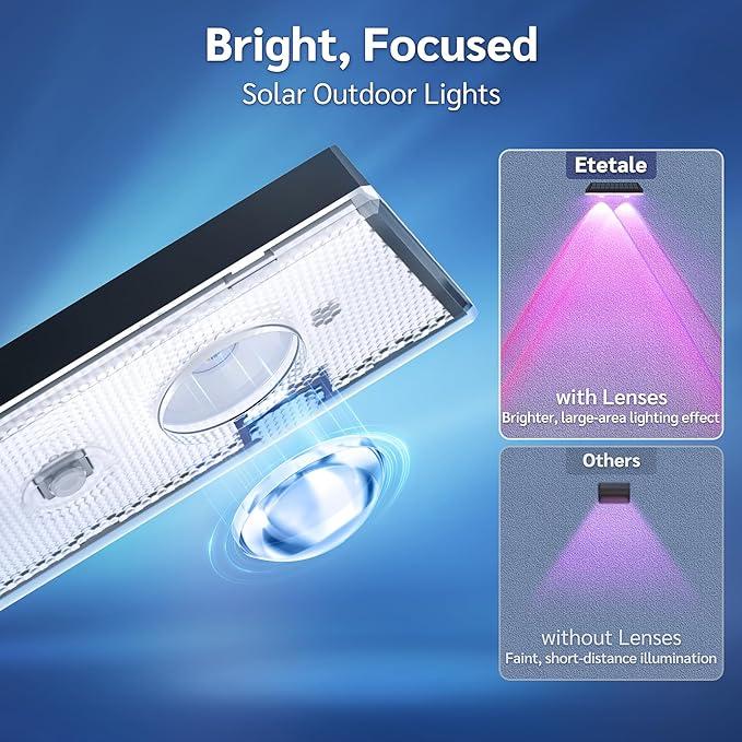 Solar Fence Lights Outdoor, Warm White & RGB LED Lights, Waterproof Solar Deck & Railing Lights for Patio, Stairs, Yard, and Backyard