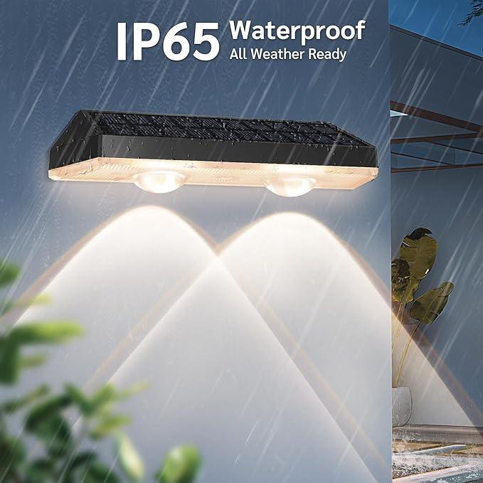 Solar Fence Lights Outdoor, Warm White & RGB LED Lights, Waterproof Solar Deck & Railing Lights for Patio, Stairs, Yard, and Backyard