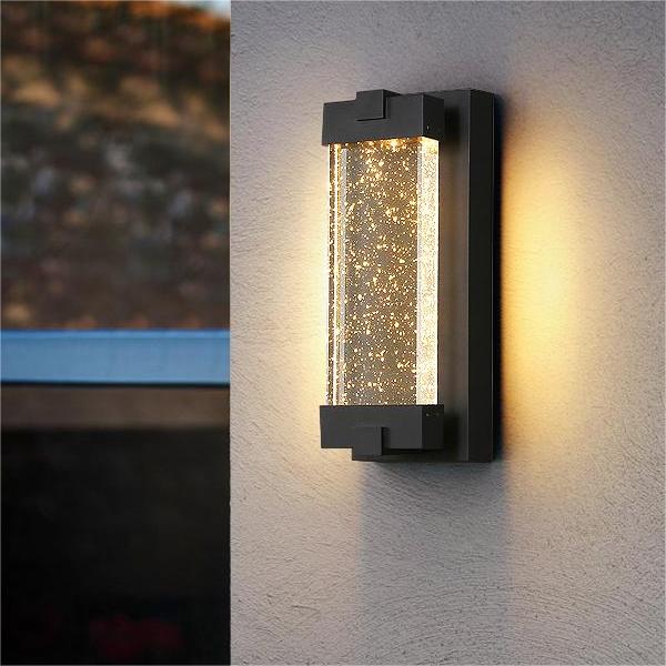 Outdoor Wall Lights Sconce with K9 Crystal Bubble Exterior LED Wall Mounted Light, Modern Porch Lantern for Outdoor