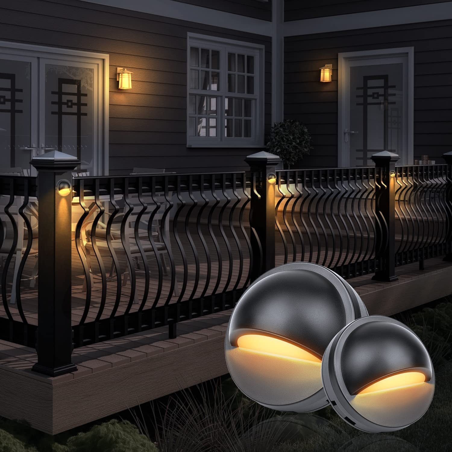 Recessed Deck Stairs Solar Step Lights low voltage with Wire Connector, LED Lights for Landscape Path Stair Walkway Yard Fence Patio, 6PACK