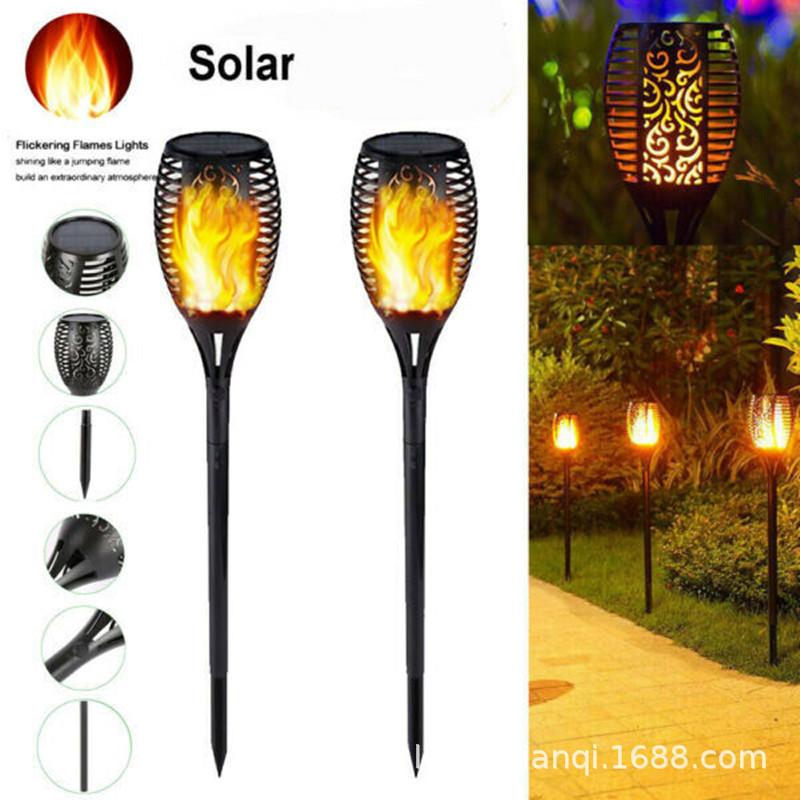 Faro Solare Impermeabile Torce a Fiamma Tremolante Illuminazione Decorativa per Esterni Illuminazione Faro Solare Torcia di Sicurezza per Giardino Patio Cortile Viale