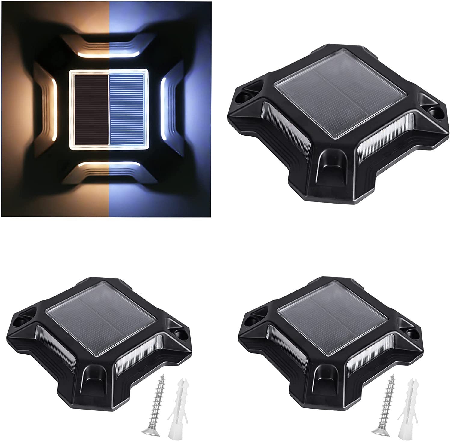 Solar Deck Lights Outdoor Lawn Light Good Brightness,Deck Lights for Driveway Dock Sidewalk Garden Step