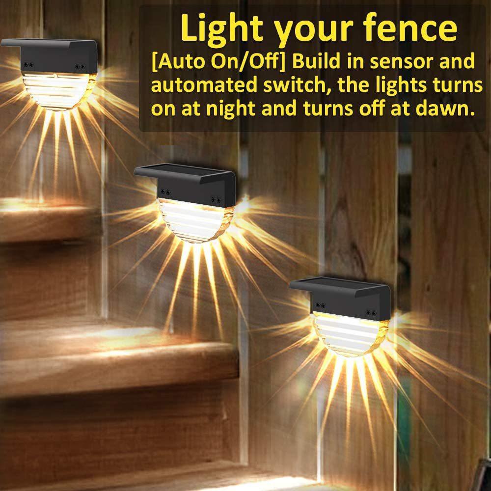 Luzes de Passo Solares à Prova de Água para Deck, Jardim, Cerca e Quintal | Decoração de Iluminação Exterior