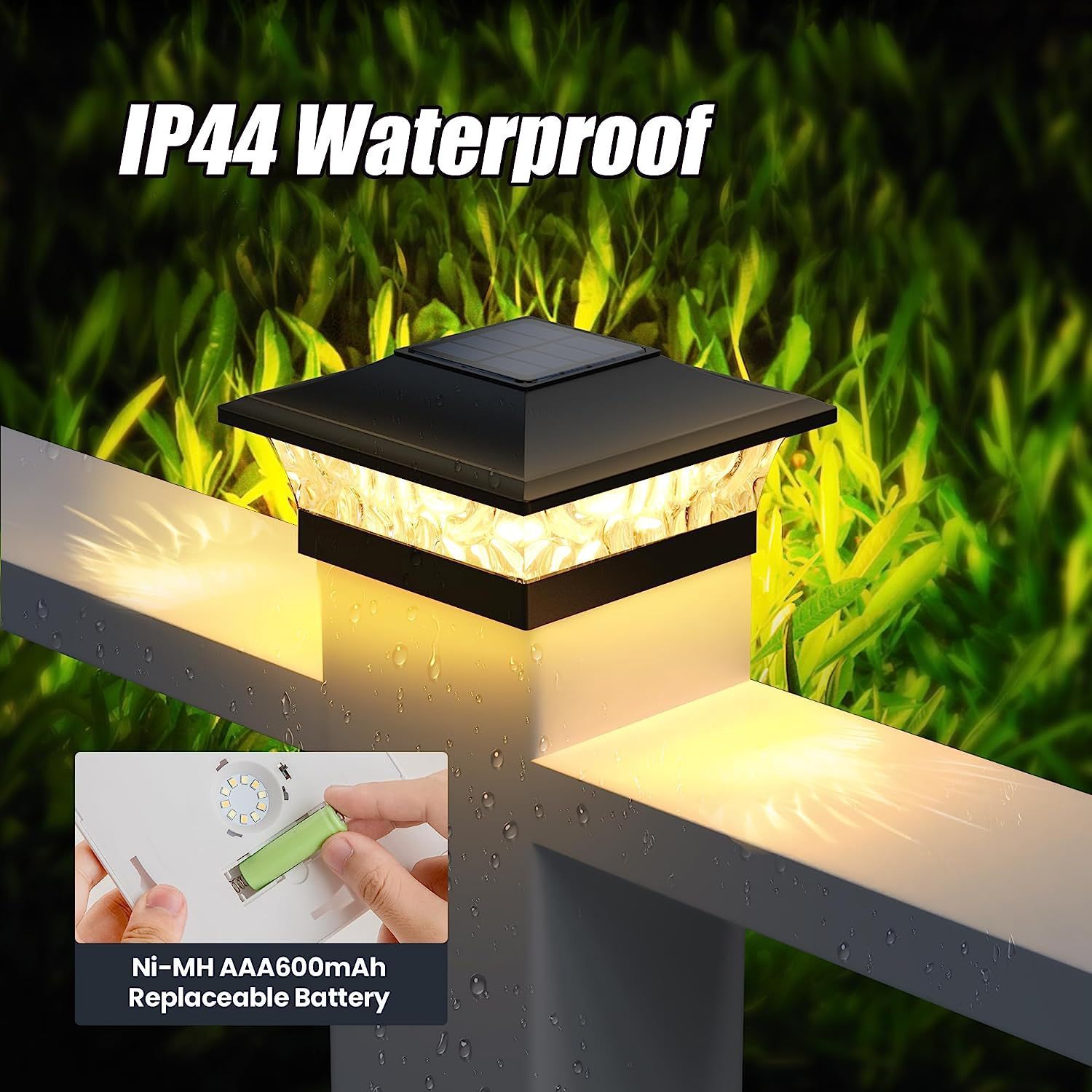 Solar Fence Post Lights Solar Powered Outdoor LED Lighting Solar Fence Lights Two Light Modes Suitable for 3.5-5.5 Wooden Posts