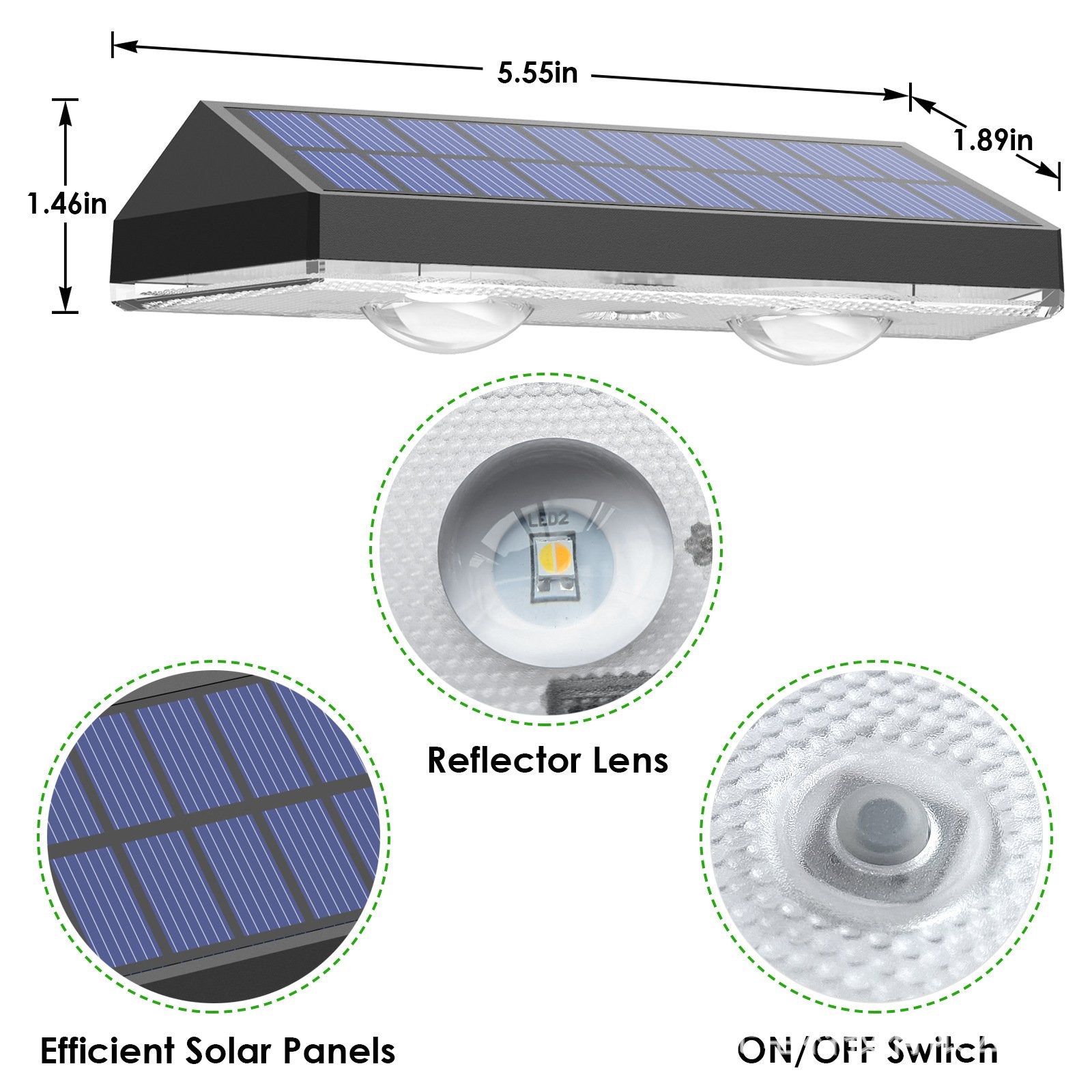 Solar Fence Lights Outdoor, Warm White & RGB LED Lights, Waterproof Solar Deck & Railing Lights for Patio, Stairs, Yard, and Backyard