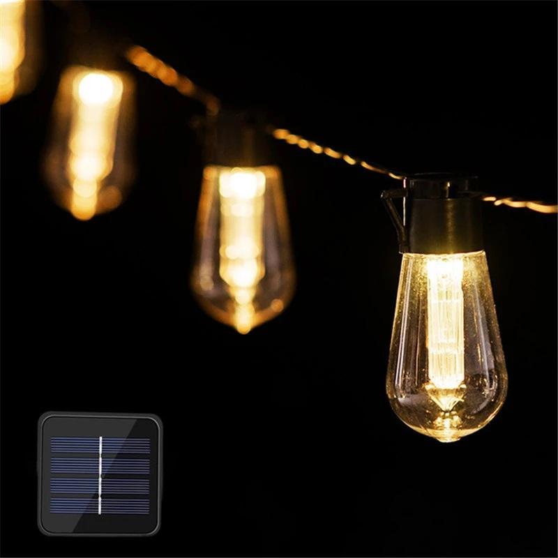 أضواء سلسلة LED الخارجية إجمالي أضواء الفناء مع جهاز تحكم عن بعد لمبات إيديسون العتيقة، أضواء سلسلة خارجية لشرفة الفناء وحديقة