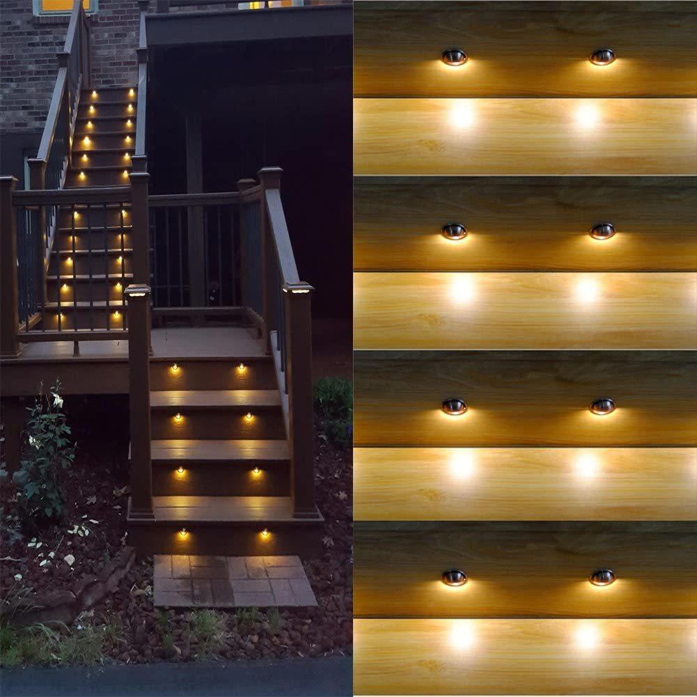 Recessed Deck Stairs Solar Step Lights low voltage with Wire Connector, LED Lights for Landscape Path Stair Walkway Yard Fence Patio, 6PACK