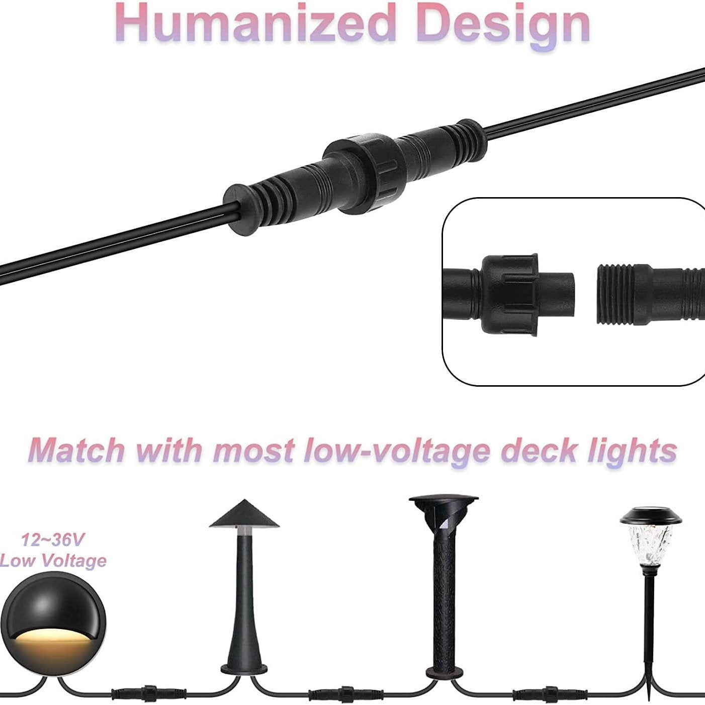 Recessed Deck Stairs Solar Step Lights low voltage with Wire Connector, LED Lights for Landscape Path Stair Walkway Yard Fence Patio, 6PACK