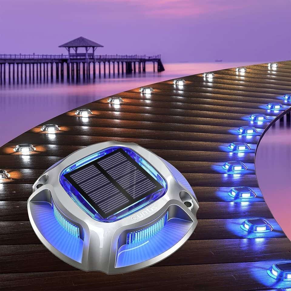 Quntis Solar Deck Lights – 2 Colors in 1, Waterproof LED Outdoor Lights for Patio, Steps, Stairs, Garden, Pathway, Yard, Porch, Landscape Decor