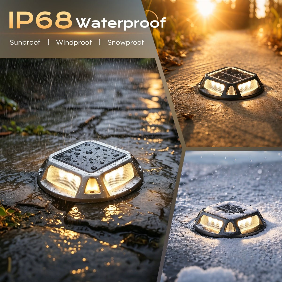 Quntis Solar Deck Lights , IP68 Waterproof Dusk to Dawn LED Solar Lights, Heavy Duty Lighting for Deck and Pathway