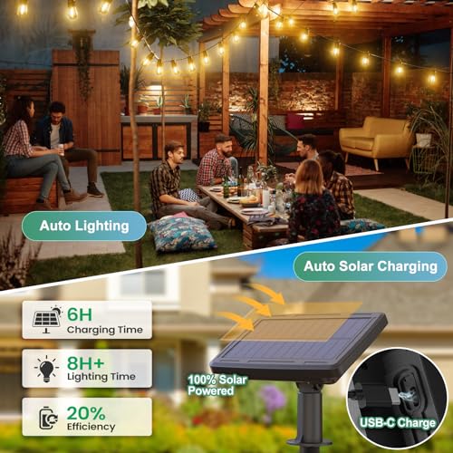 52FT Solar String Lights Outdoor with Remote, Warm White - quntis-service