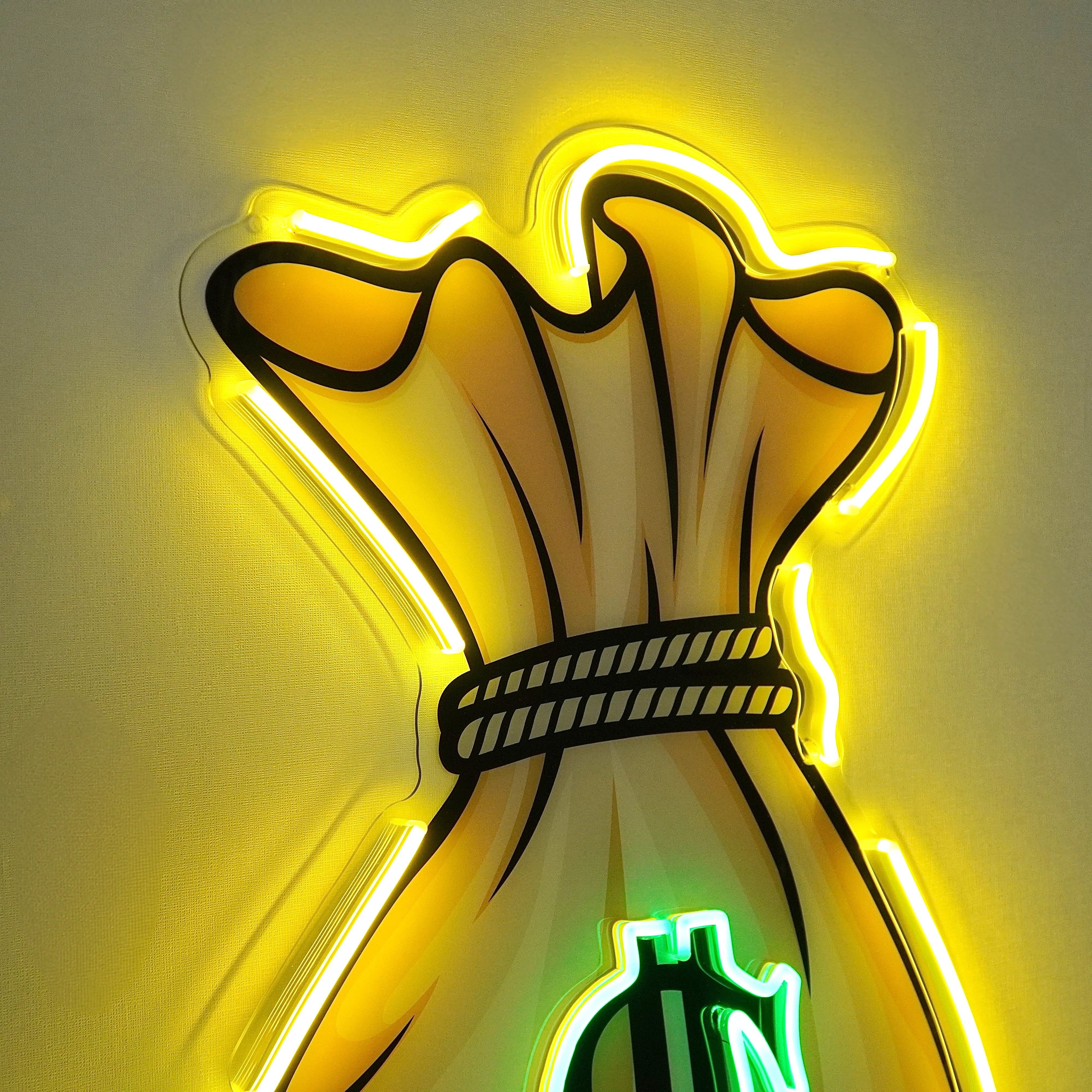 Money Bag LED Neon Sign – Dollar Sack Wall Light for Office, Studio, or Game Room Decor