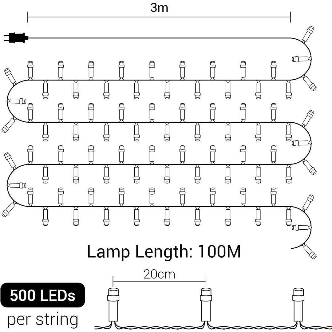 100M 500 LEDs String Waterproof Lights, EU standard - quntis-service