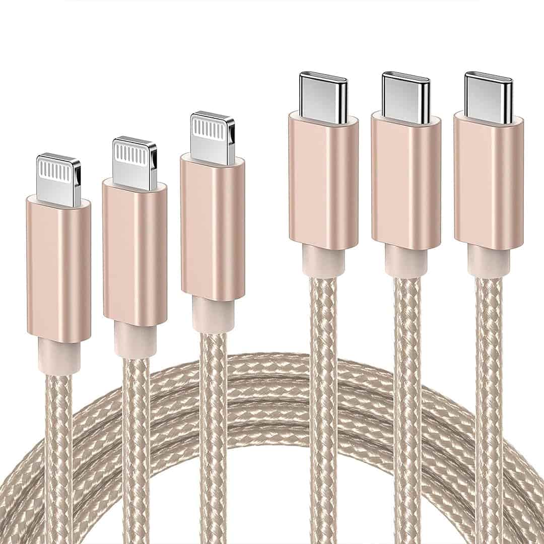 10ft/6ft/3ft 3Pack USB C to Lightning Nylon Cable (Gold) - Quntis