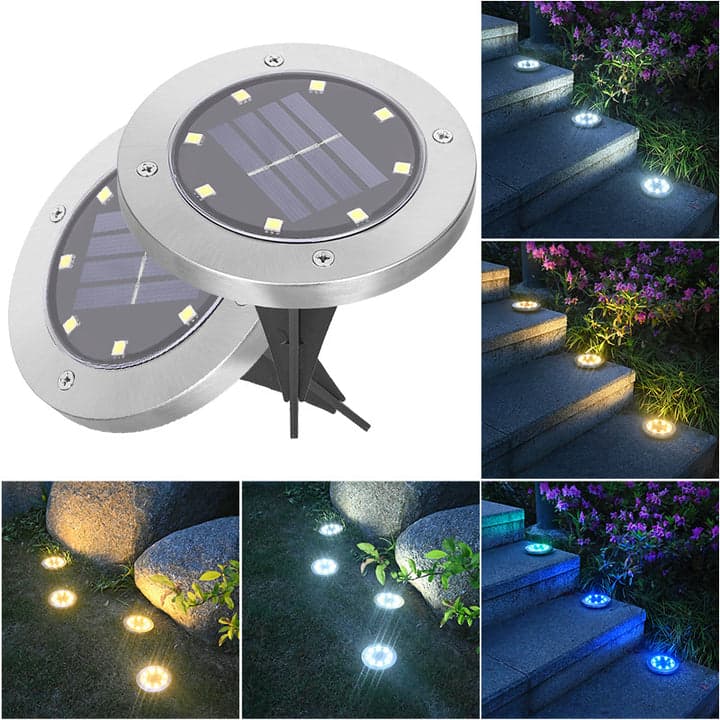 Lumières de terrasse solaires, lumières de terrasse solaires extérieures 50 heures d'illumination, pour paysage, allée, pelouse, marches de terrasses, chemin, escaliers de jardin, clôtures, décorations de jardin