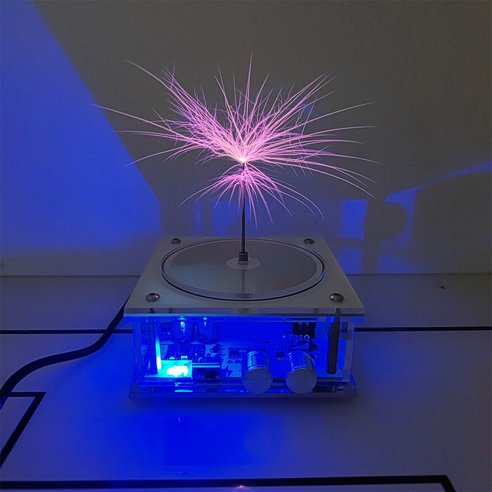 Luz de novedad de relámpago táctil, música Bluetooth Tesla Coil, generador de arco de chispa de relámpago artificial tocable, modelo de experimento de transmisión inalámbrica