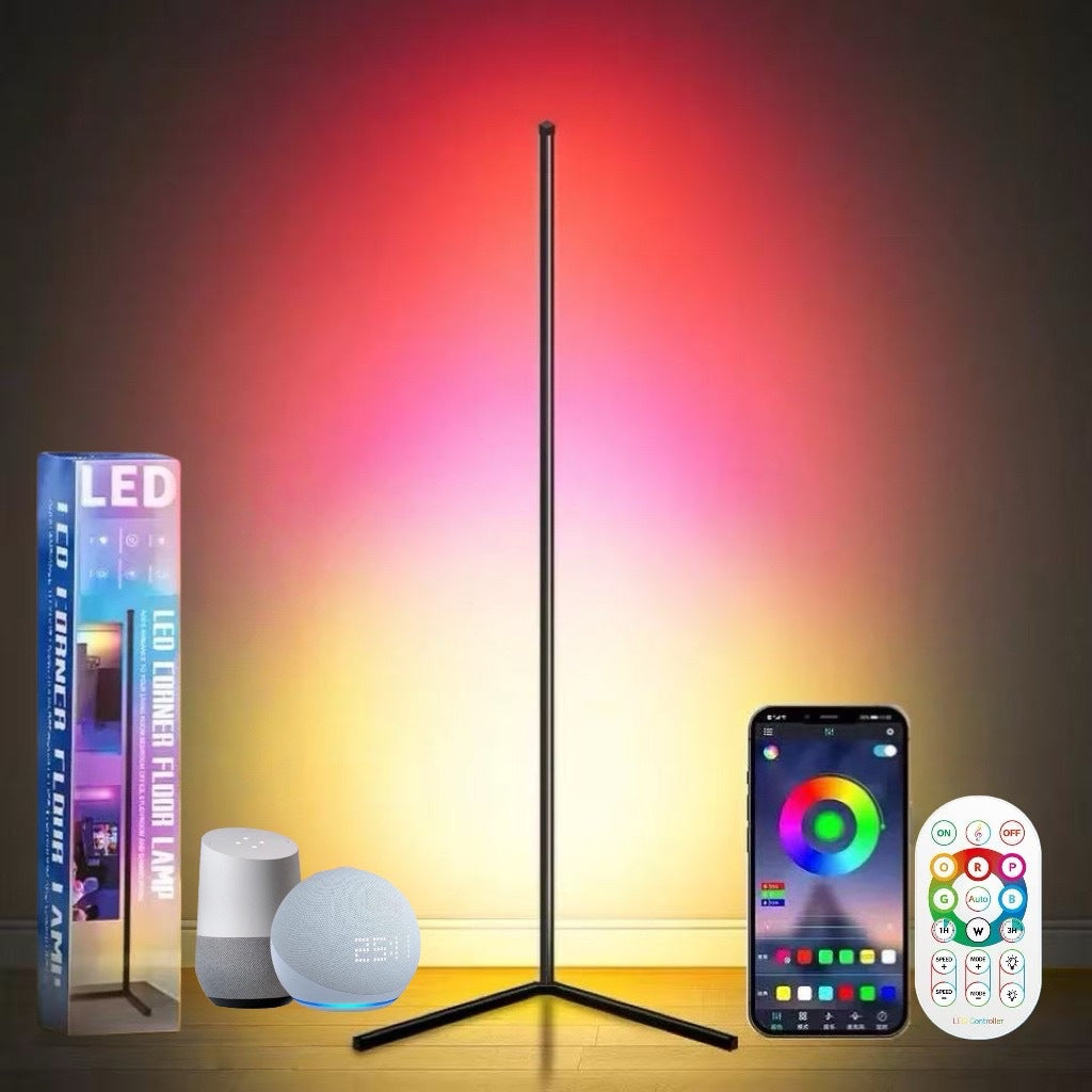 Угловая напольная лампа, RGB цветная изменяющаяся настроечная лампа с дистанционным управлением, диммируемая светодиодная угловая лампа с синхронизацией музыки, современная напольная лампа для гостиной и игровой комнаты