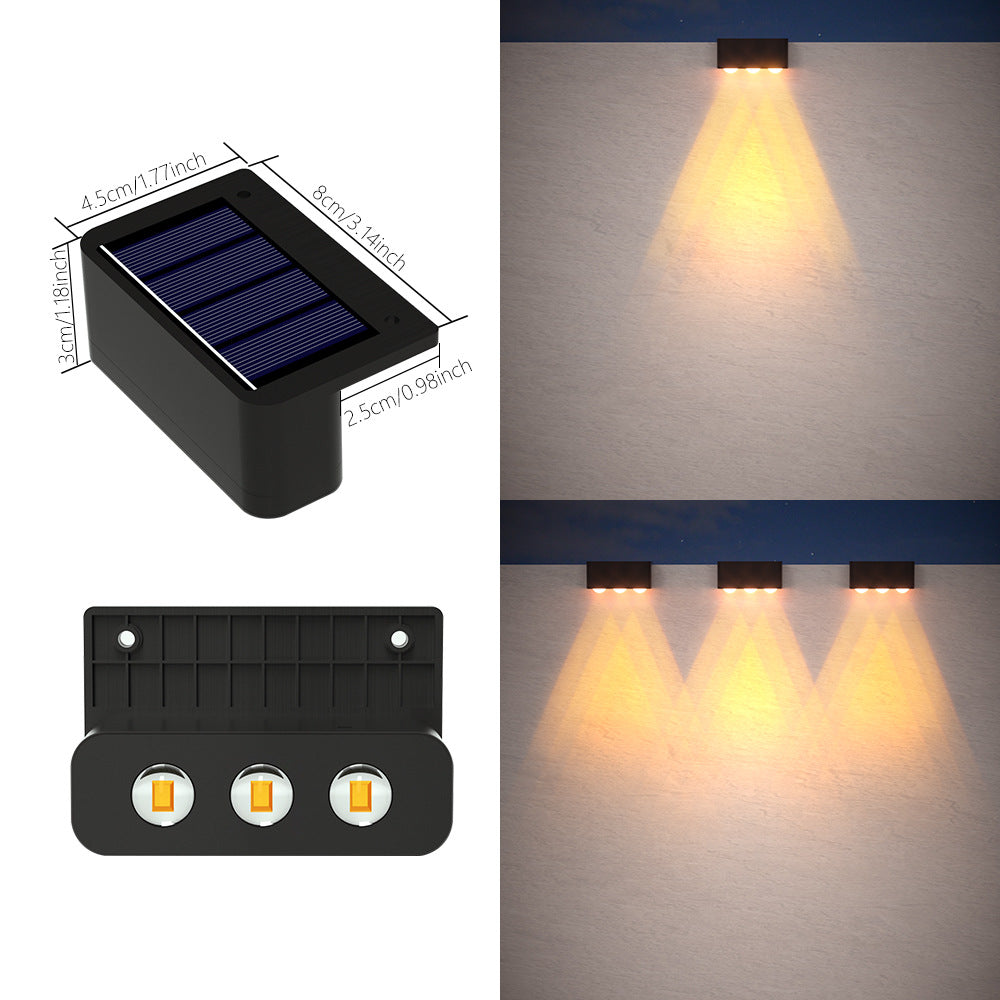 Solar Outdoor LED Wall Lights Waterproof Step Lights Fence Decorative Wall Washer Lights for Patio, Garden, Pathway, and Railing Ambience