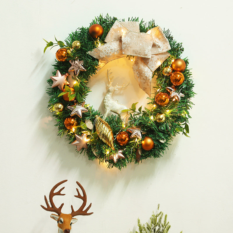 16インチ LED クリスマスリース ライト付き - バッテリー駆動の赤い