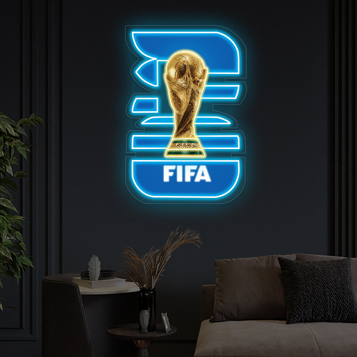 World Cup Trophy LED Neon Sign - FIFA Commemorative Edition Wall Decor