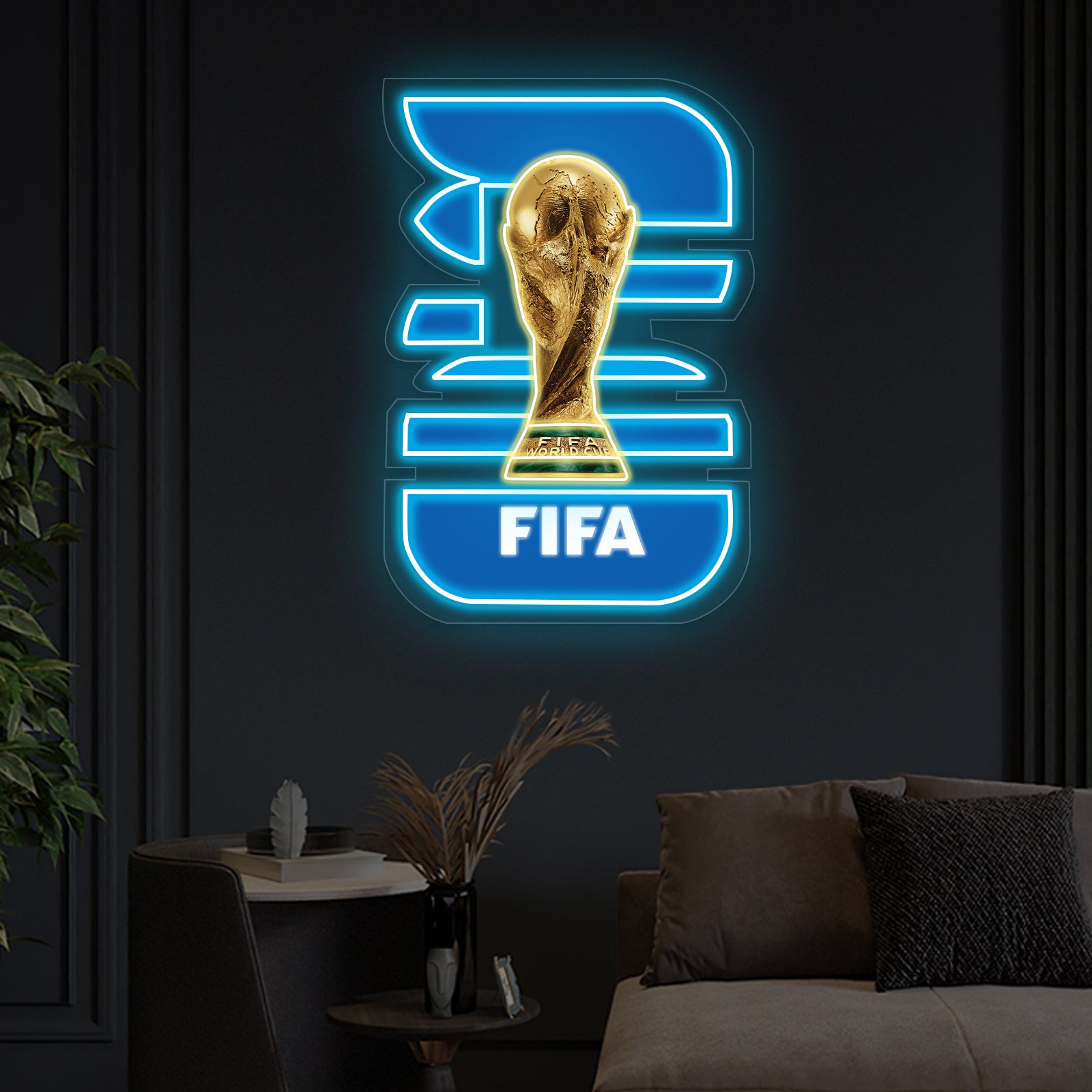 World Cup Trophy LED Neon Sign - FIFA Commemorative Edition Wall Decor For Soccer Fan Caves
