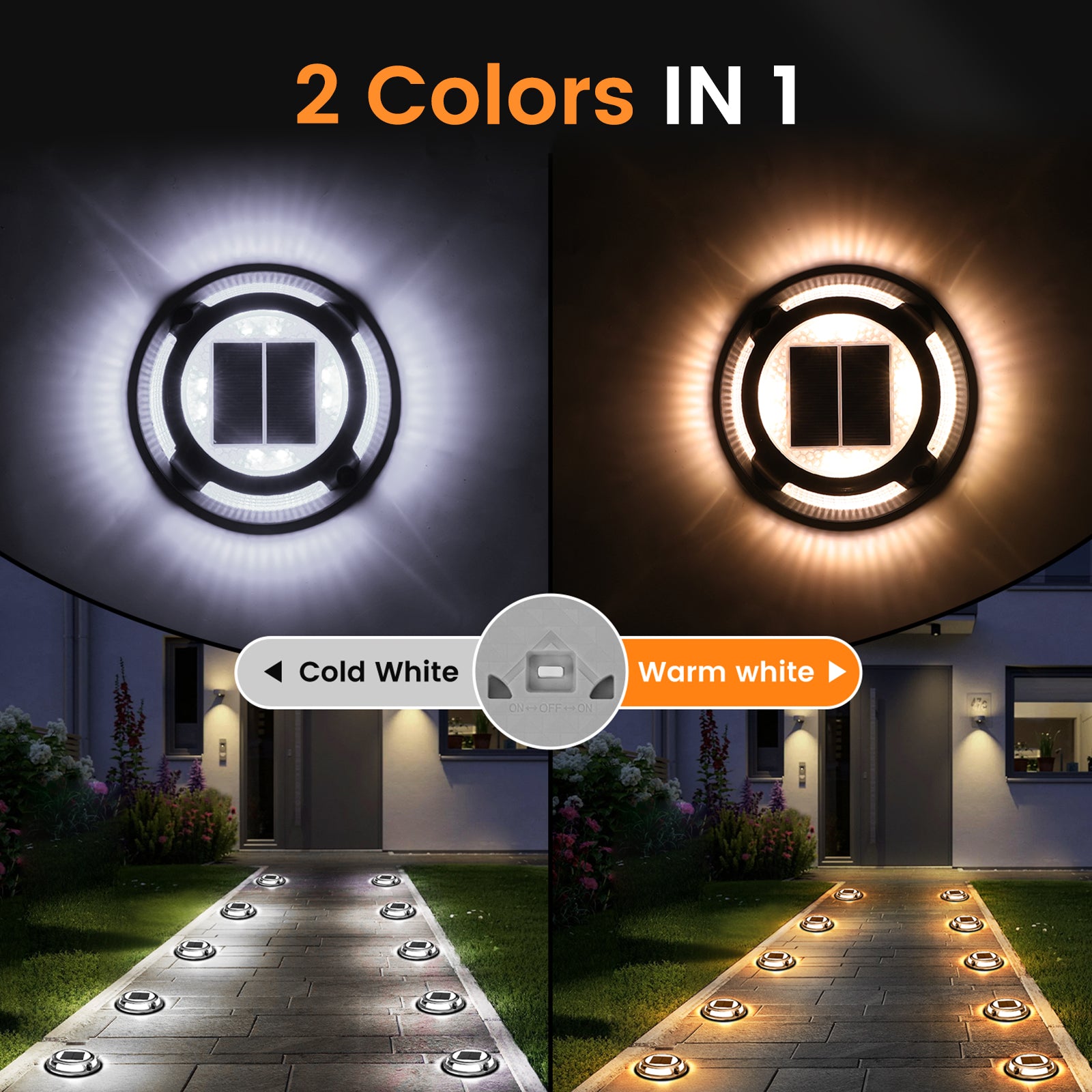 Quntis Lampes Solaires pour Terrasse, Éclairage Extérieur Étanche IP68, Éclairage Solaire Robuste pour Terrasse et Allée