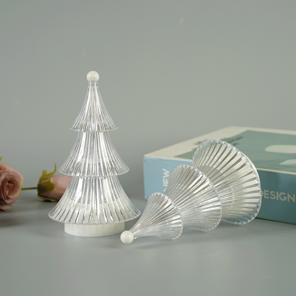 Luce notturna di Natale a 3 livelli ¨C Torre di cristallo a diamante, alimentata a batteria, decorazione per camera da letto e festività