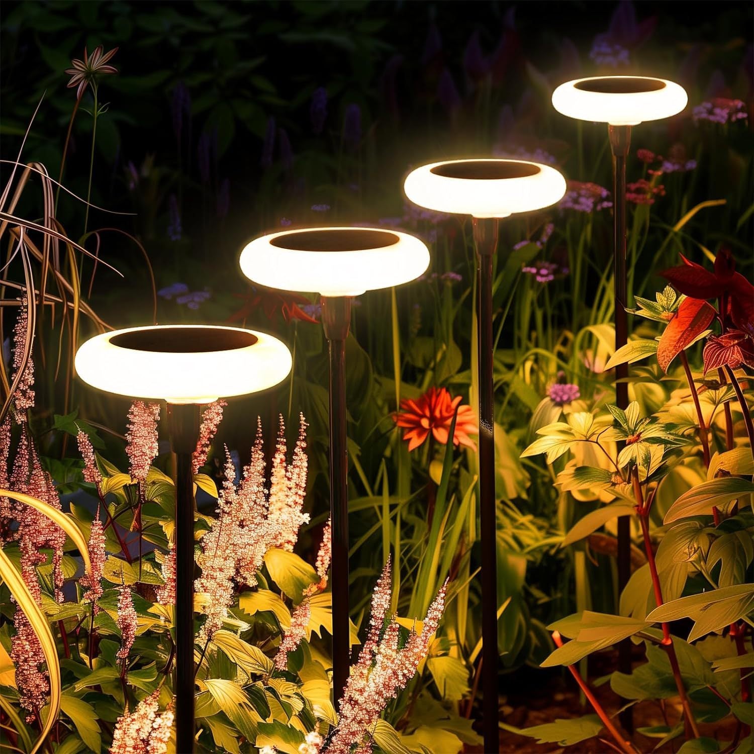 Solar UFO High-Pole Swaying Garden Lights - Outdoor Decorative Landscape Stakes, Wind-Dancing Firefly Solar Pathway Lights for Yard, Patio, Pathway, and Lawn Decor