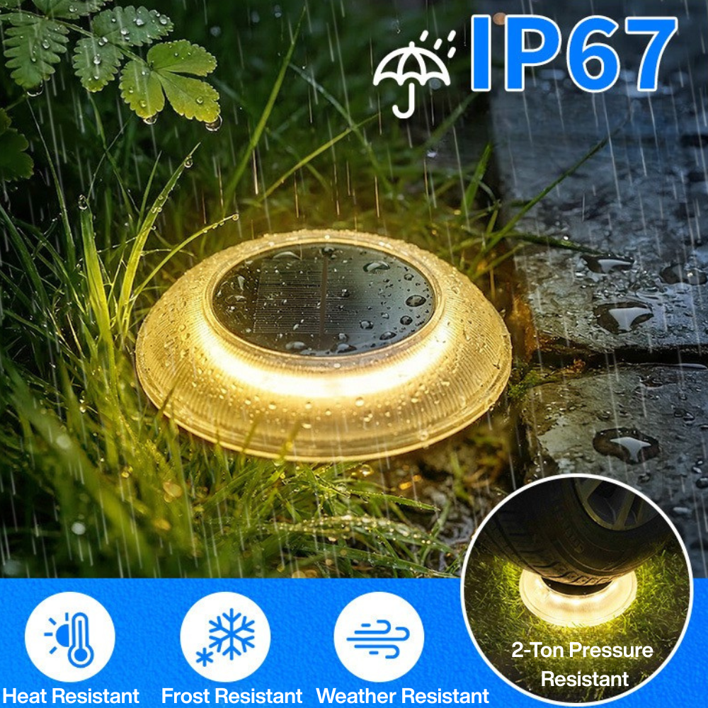 3 Color Temperatures Solar Ground Lights Fully Transparent IP67 Waterproof Outdoor In-Ground Pathway Lights High Transmittance Step Lights for Garden Stairs Lawn Driveway, with Ground Spikes
