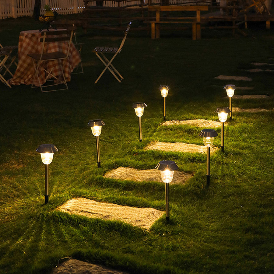 Lumières de sol LED solaires – Lumières de chemin en acier inoxydable colorées pour le jardin et la pelouse