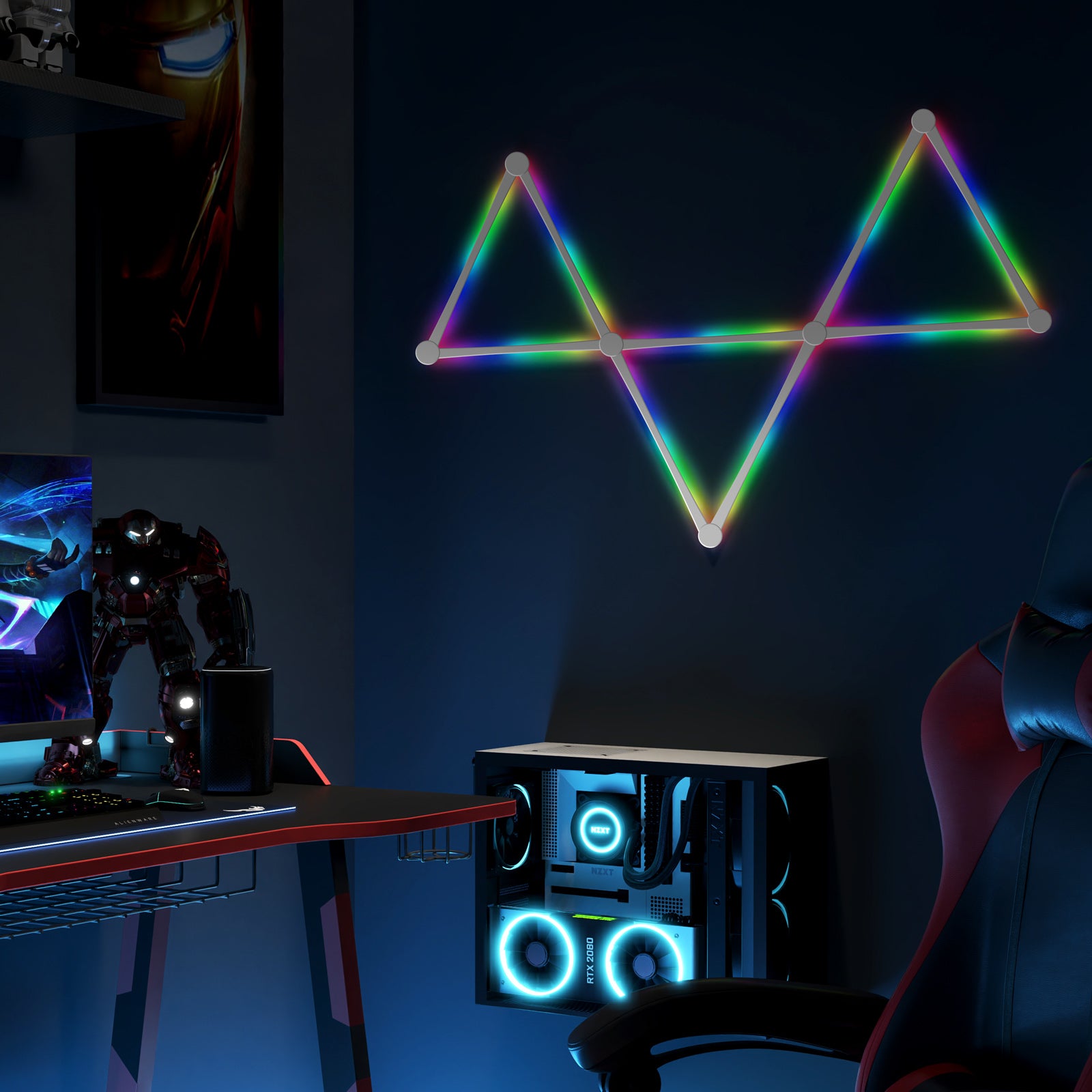 Luzes de Parede Glide, Luzes LED RGBIC, Luzes de Jogo Inteligentes Barra de Luz RGB, Luzes LED de Parede para Quarto