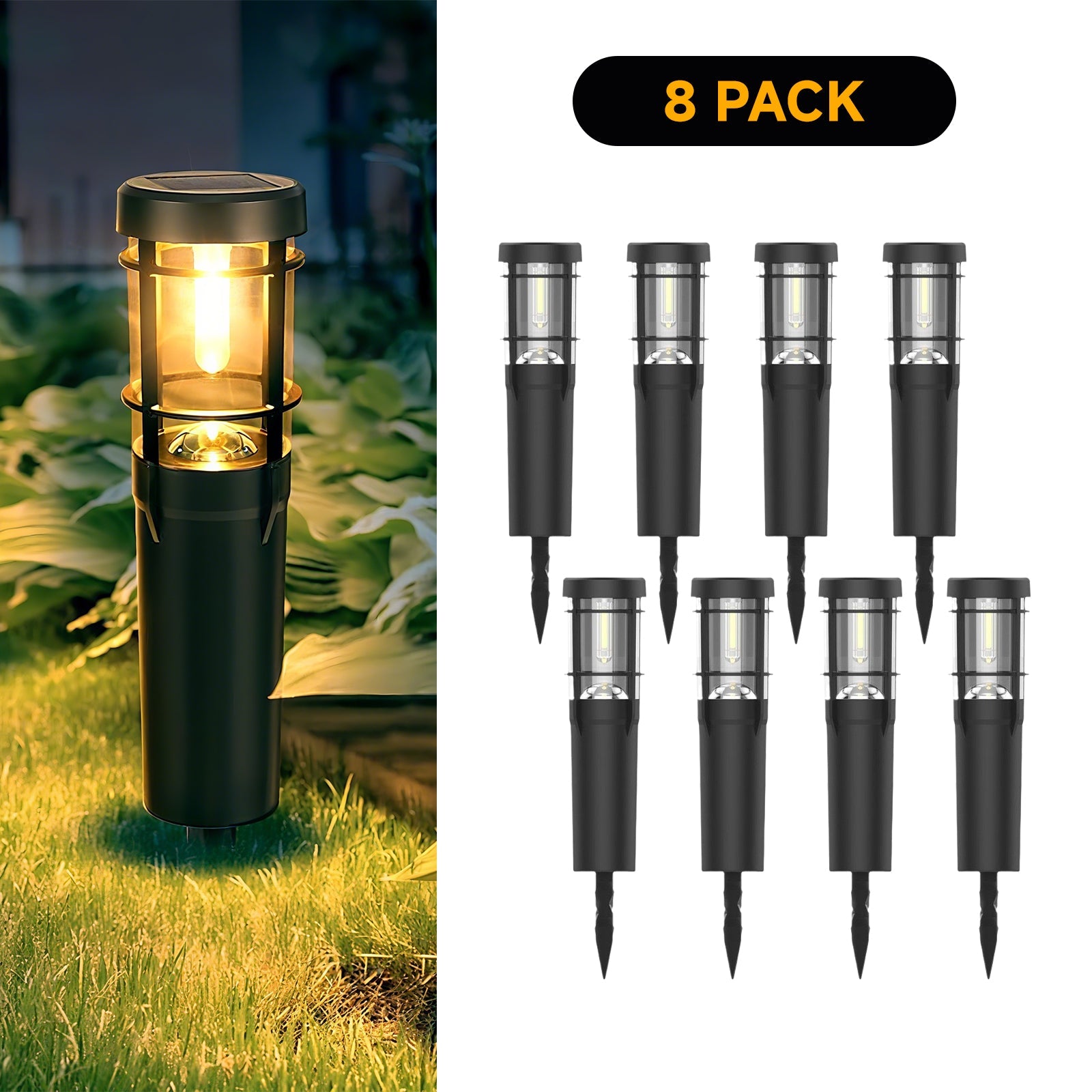 Quntis Solar Pathway Lights Outdoor, Waterproof Landscape Lights, Tungsten Filament Ground Stake Lights – IP65 Solar Garden Lights for Yard, Walkway, Driveway, Patio, Up to 14 Hrs Dusk-to-Dawn Lighting