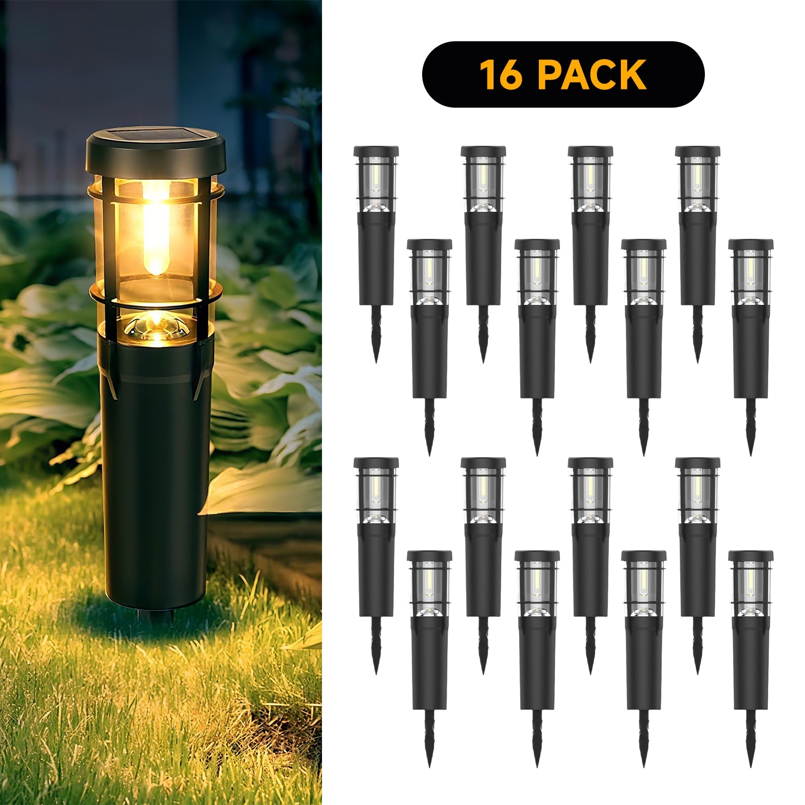 Quntis Solar Pathway Lights Outdoor, Waterproof Landscape Lights, Tungsten Filament Ground Stake Lights – IP65 Solar Garden Lights for Yard, Walkway, Driveway, Patio, Up to 14 Hrs Dusk-to-Dawn Lighting