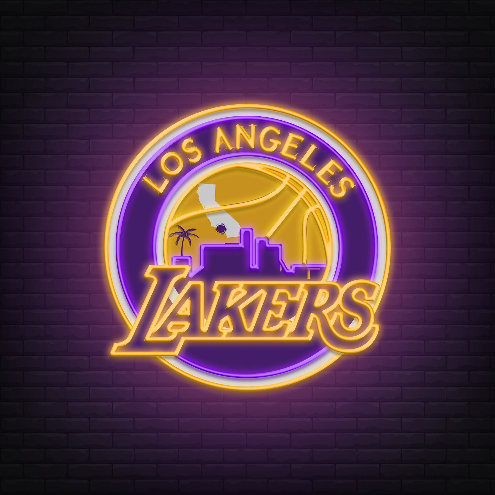 Lakers LED Neon Wall Light – Bold Purple & Gold Glow for Fans, Perfect Gift & Iconic Wall Decor for Collectors