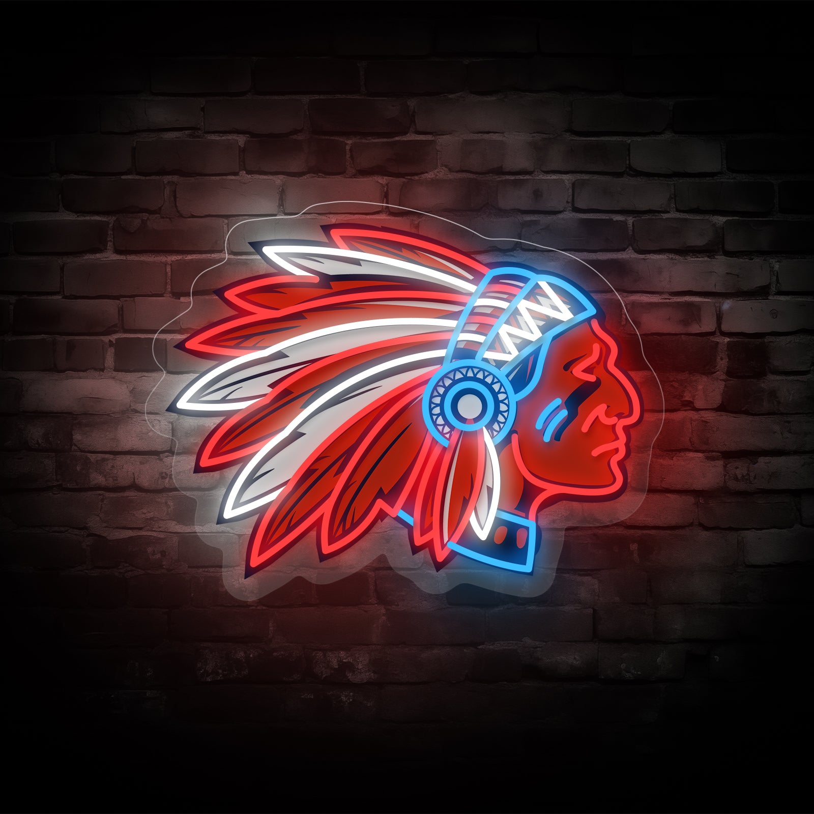 Retro Native Chief Neon Sign – Tribal Spirit Wall Light for Bar, Game Room & Man Cave