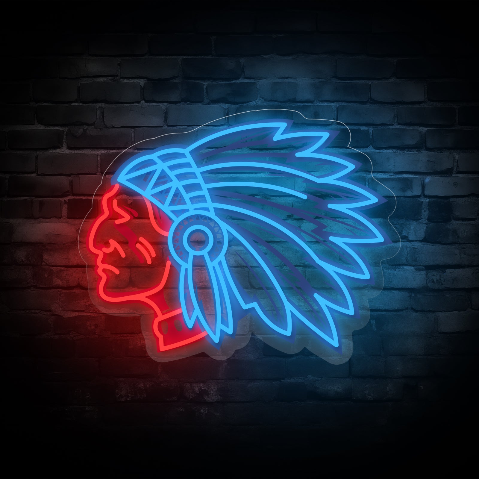 Retro Native Chief Neon Sign – Tribal Spirit Wall Light for Bar, Game Room & Man Cave