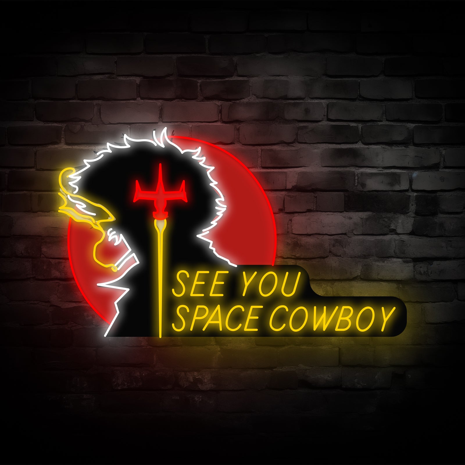 See You Space Cowboy Neon Sign – Anime LED Wall Light, Cowboy Bebop Inspired Cyberpunk Neon Wall Art for Bedroom, Gaming Room & Bar Decor