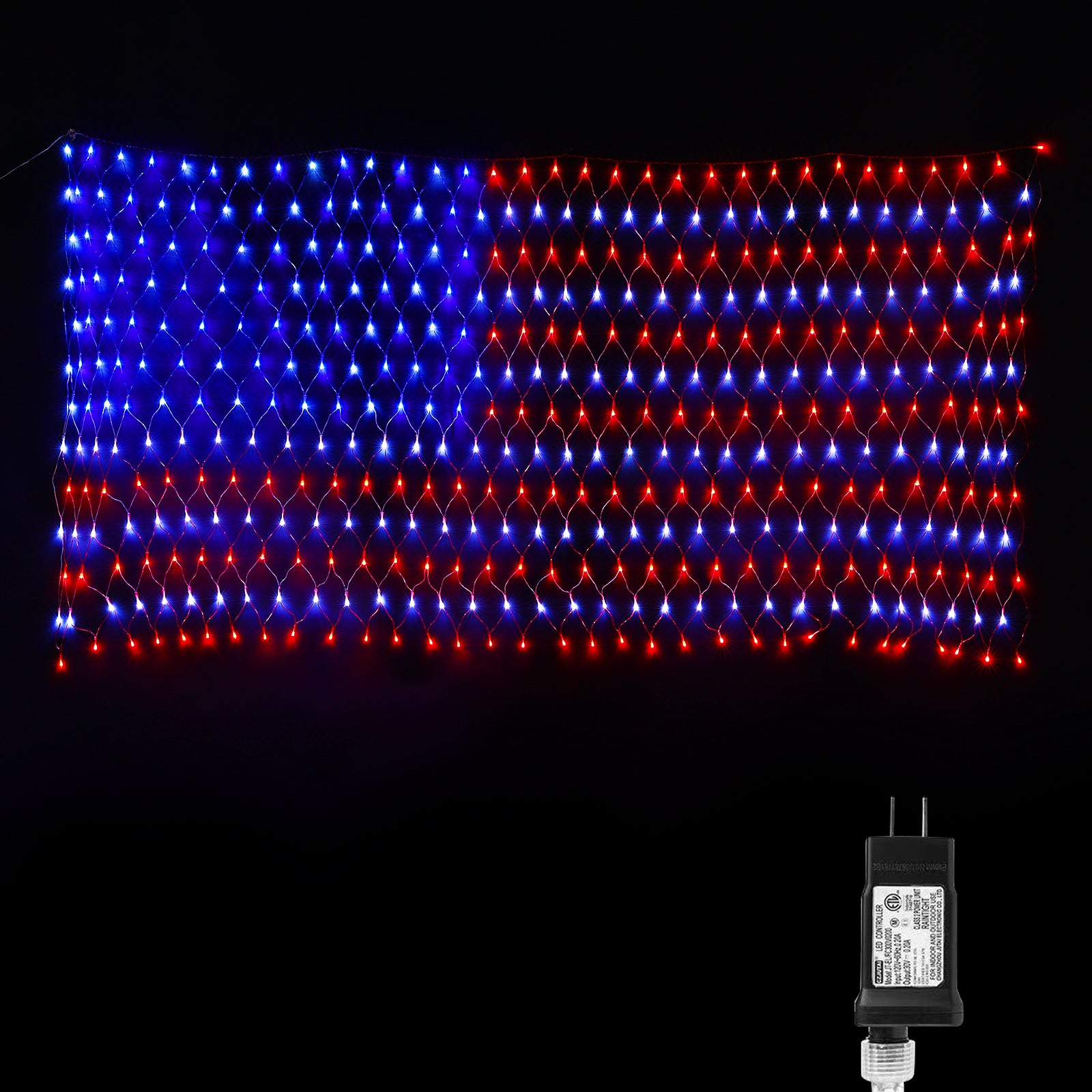 Quntis American Flag Lights, Waterproof LED Patriotic Decor, Bright Net Lights for Independence Day Garden and Yard