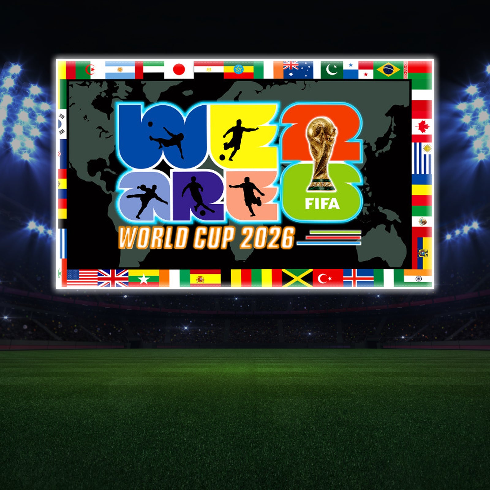 2026 World Cup LED Neon Sign – "We Are 26" Light-Up Football Decor for Sports Bars, Man Caves & Fan Zones