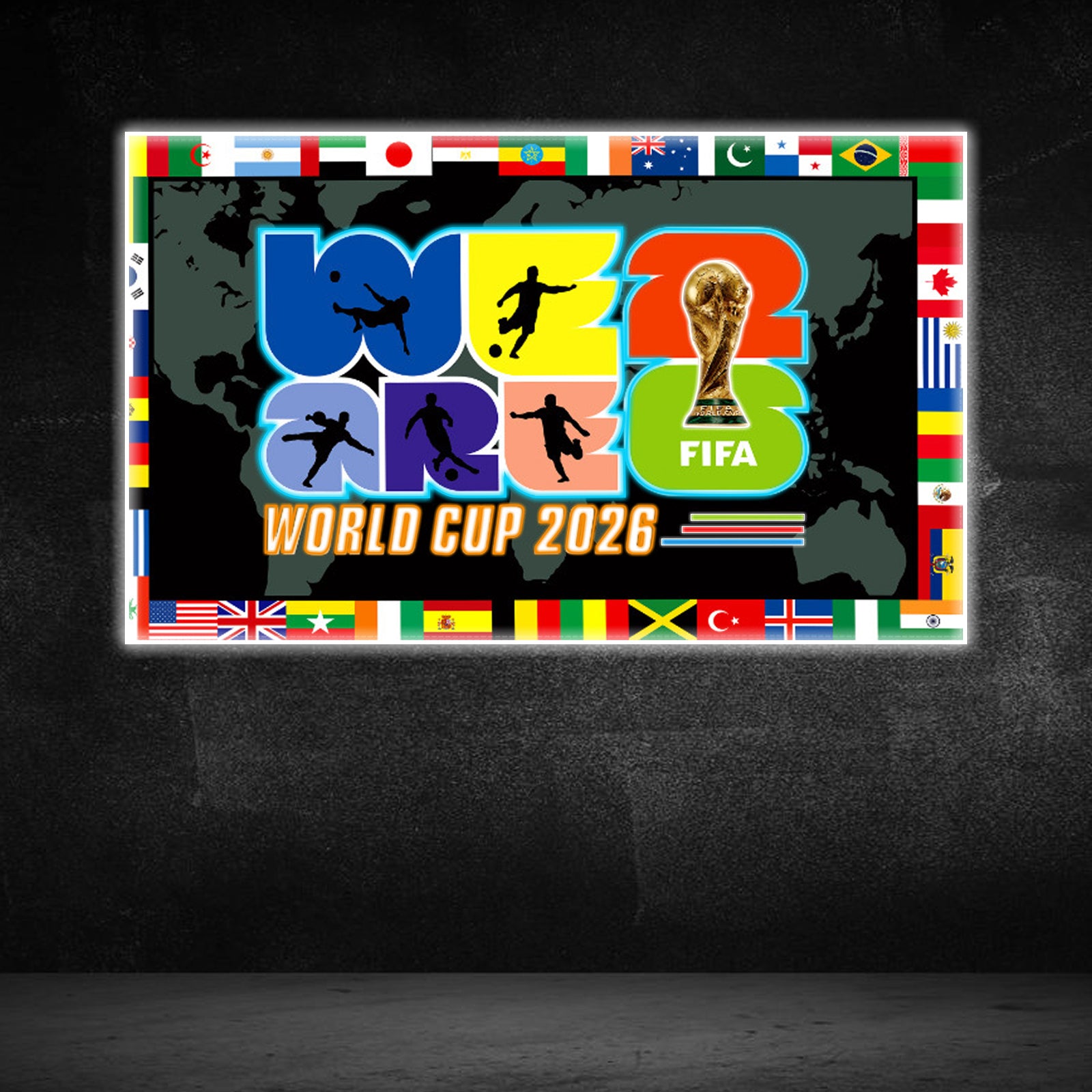 2026 World Cup LED Neon Sign – "We Are 26" Light-Up Football Decor for Sports Bars, Man Caves & Fan Zones
