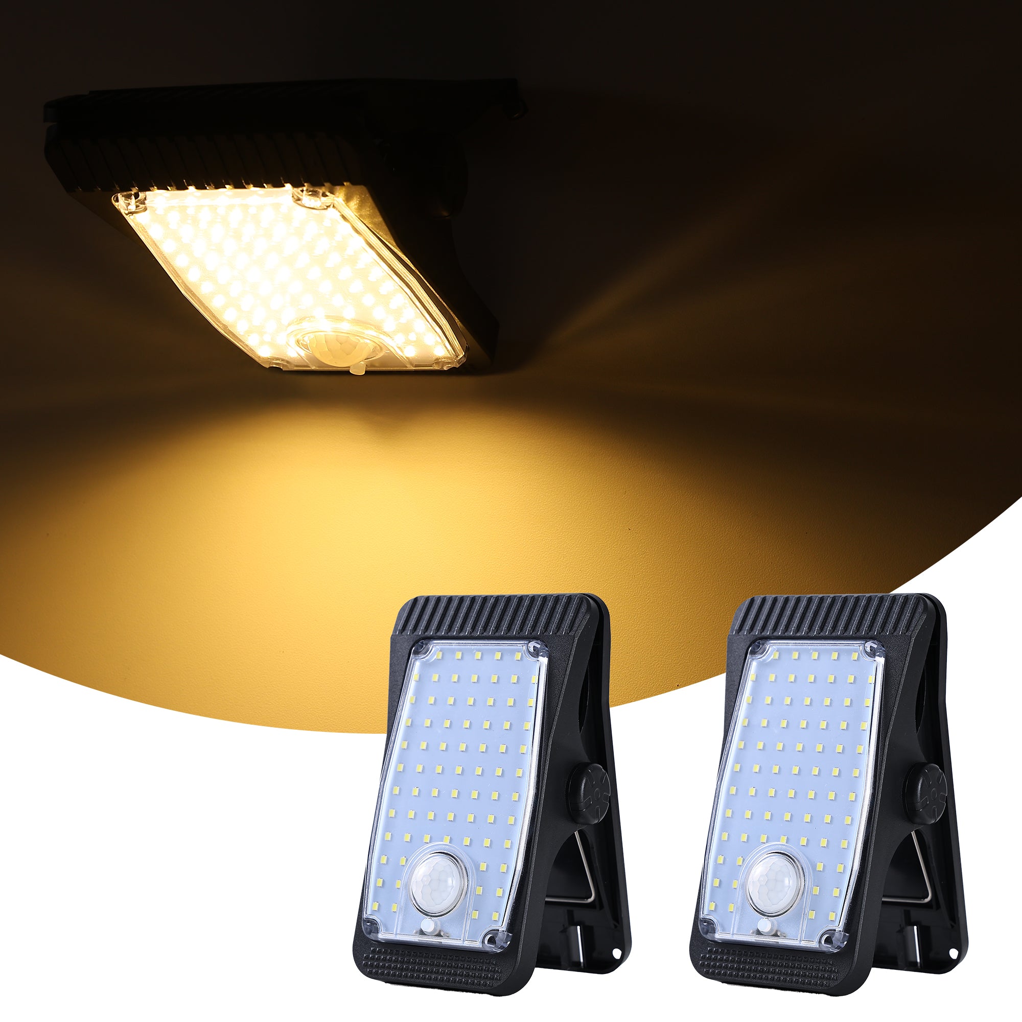 2PCS Solar Clip-On Fence Lights, Outdoor IP44 Waterproof Solar Clip Light, LED Garden Fence Clip-On Solar Powered Lighting
