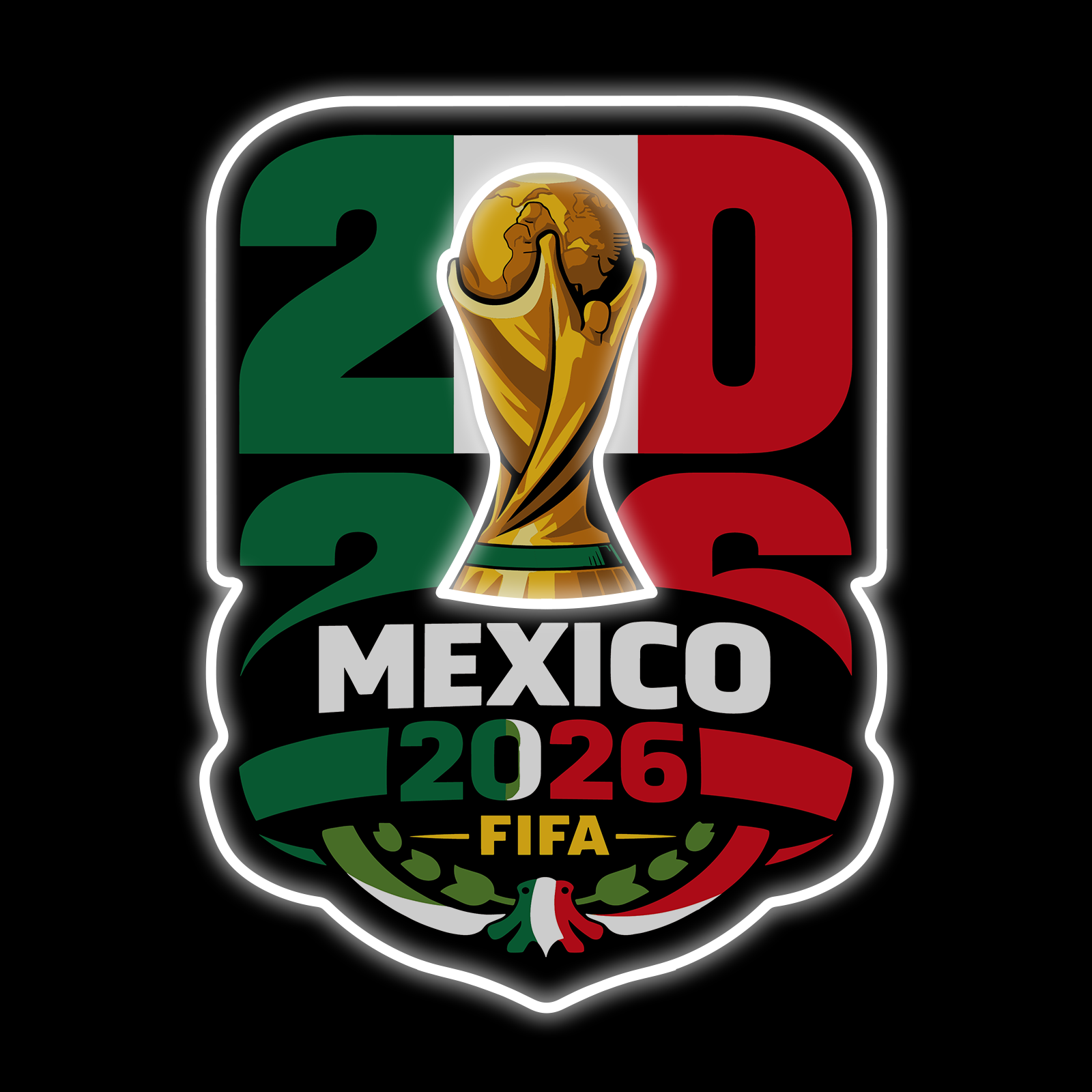 Official 2026 FIFA World Cup Mexico Edition Custom LED Neon Sign - Premium Soccer Trophy Wall Decor & Fan Memorabilia